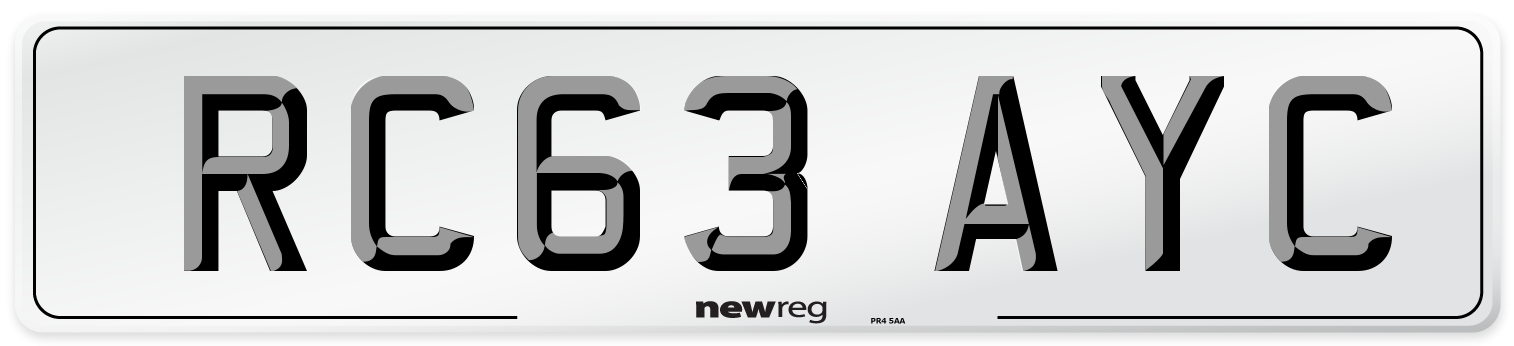 RC63 AYC Number Plate from New Reg